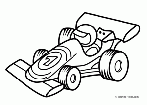 Racing car transportation coloring pages for kids, printable free