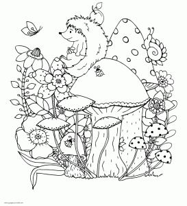 Hedgehog On A Mushroom Coloring Sheet