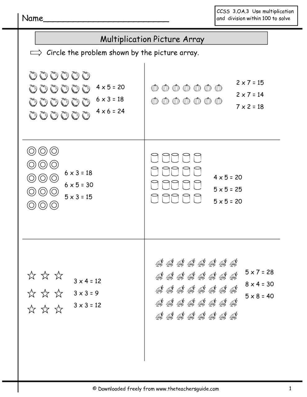 Multiplication With Arrays Worksheets For 2Nd Grade