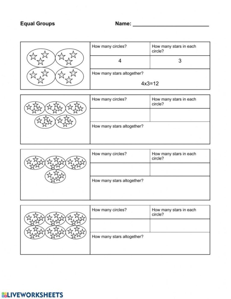 Equal Groups Multiplication Worksheets Free