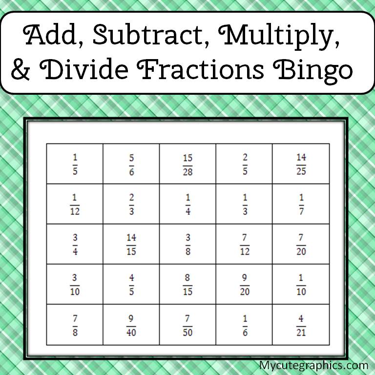 Fractions Worksheet Add Subtract Multiply Divide