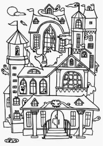 Printable Haunted House Coloring Pages PDF Free Coloring Sheets