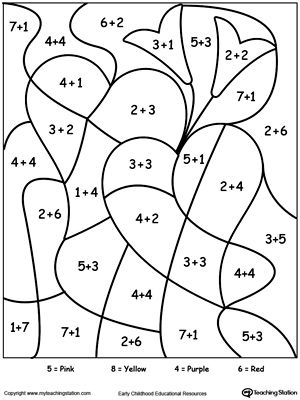 Coloring Addition And Subtraction Worksheets For Grade 1