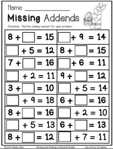 Missing Addend Subtraction Worksheets For First Grade 1000 images