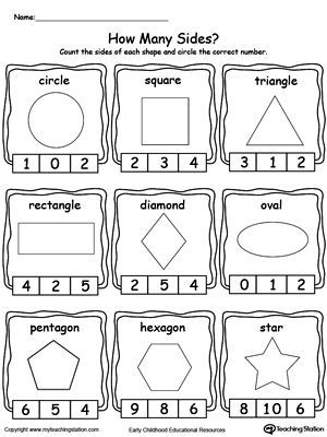 Activity Sheets For Kindergarten Shapes