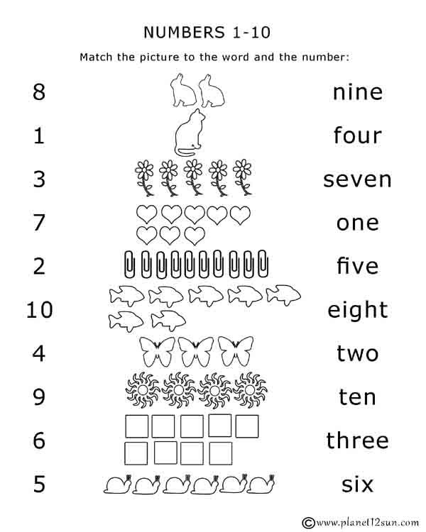 Number Counting Worksheets 1-10