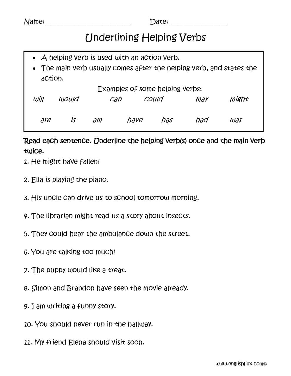 4th Grade Linking Verbs Worksheet