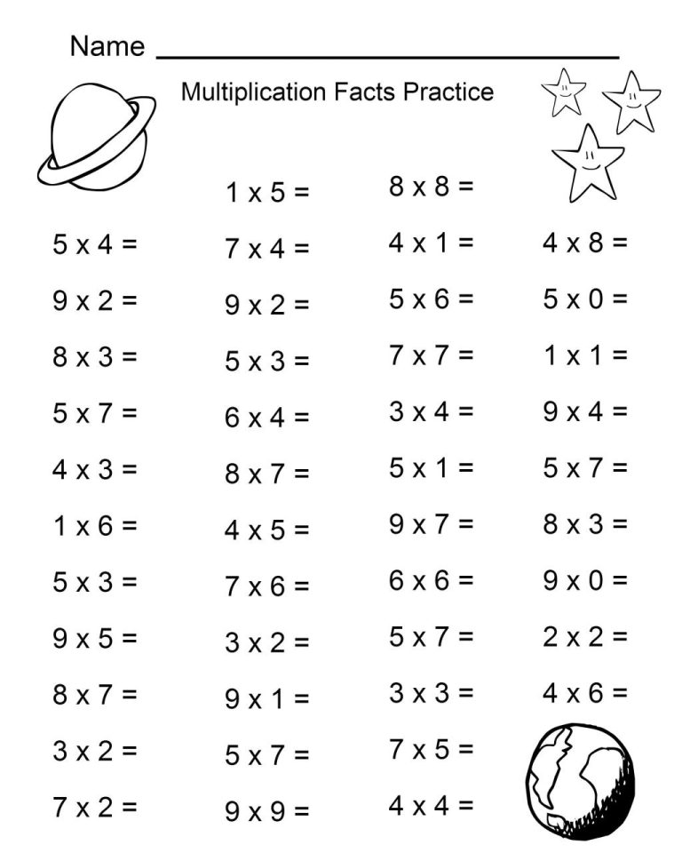 4th Grade Free Multiplication Worksheets