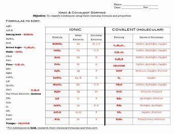 Ionic And Covalent Bonding Worksheet Answers