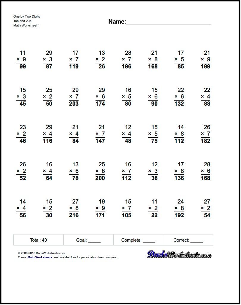 Multiplication And Division Worksheets Grade 5 With Answers