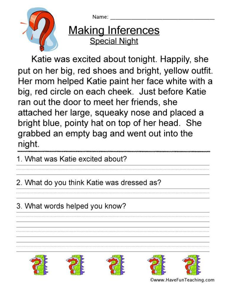4th Grade Making Inferences Worksheets