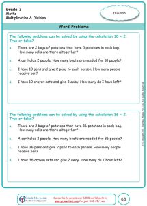 Word Problems in Multiplication & Division Grade 3 Math Word problem