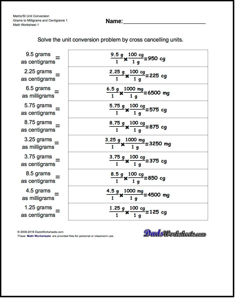 Worksheets for Metric SI Unit Conversions. All with answer keys. Free