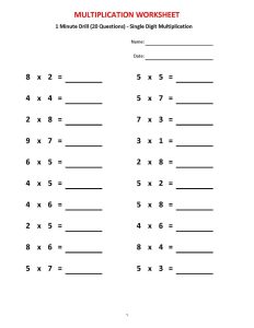 Multiplication 1 minute drill H (10 Math Worksheets with answers)/pdf