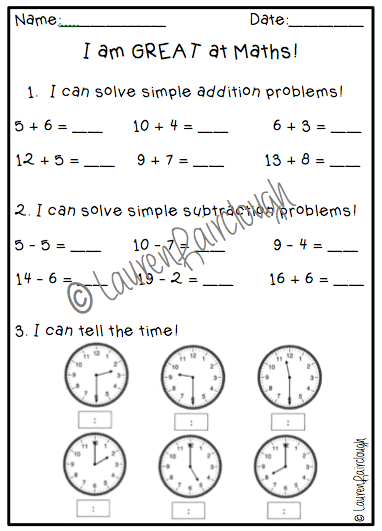 First Grade Year 1 Maths Worksheets Printable Australia