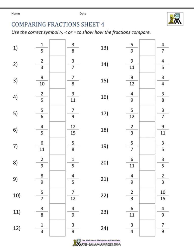 Decompose Fractions 4Th Grade Worksheets