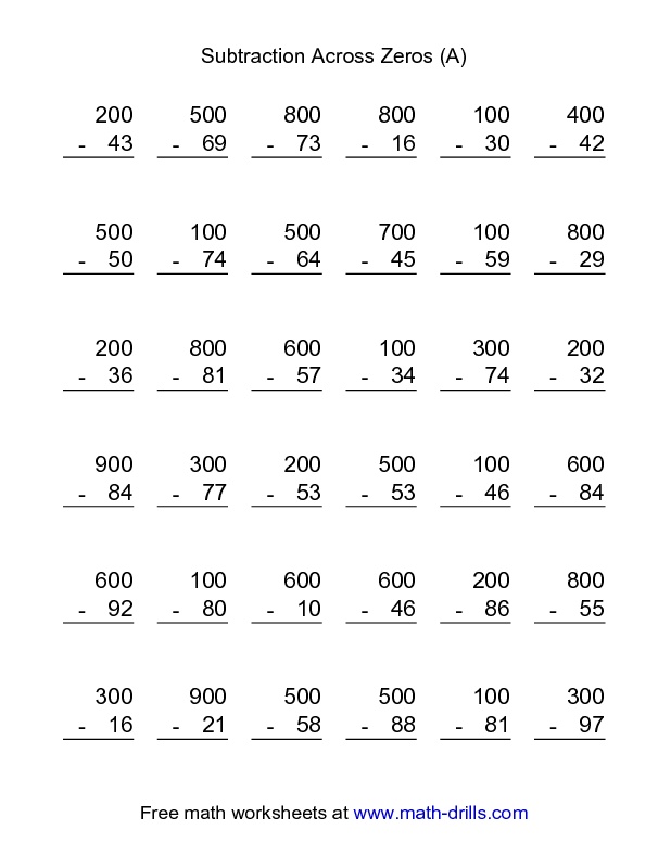 3rd Grade Subtraction Worksheets With Regrouping subtraction with