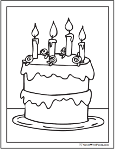 28+ Birthday Cake Coloring Pages Customizable PDF Printables