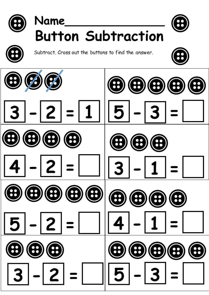 Pictorial Subtraction Worksheets Kindergarten