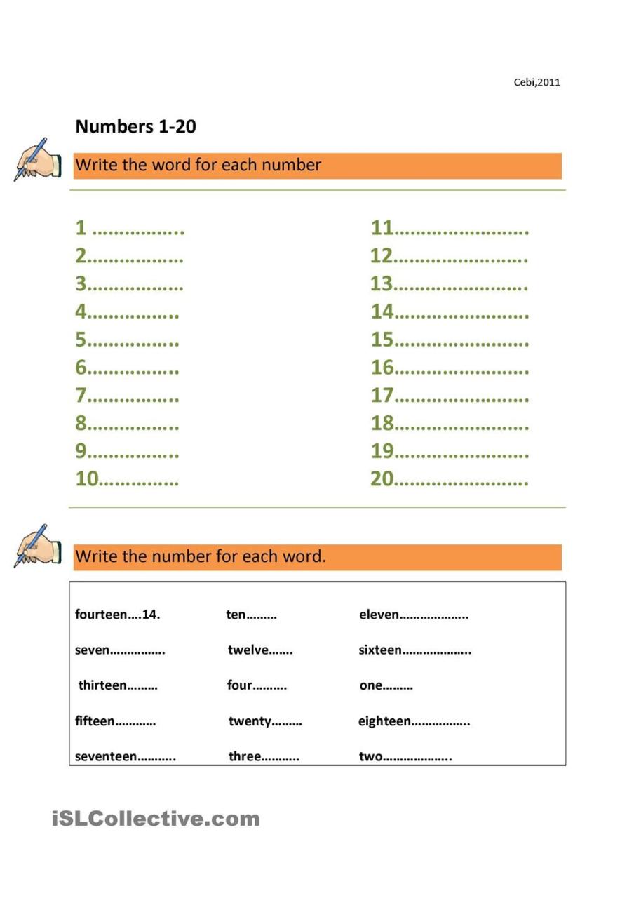 Spelling Writing Numbers In Words Worksheets Grade 1 Pdf