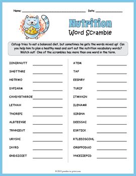 Unscramble Word Scramble Worksheet With Answers