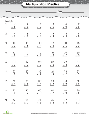 4th Grade Multiplication Minute Drills