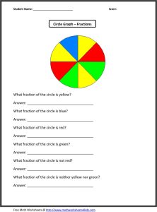 Fractions of a Circle Free printable math worksheets, Fractions