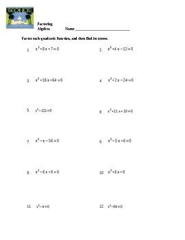 9th Grade Quadratic Equation Worksheet With Answers