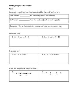 Solving Compound Inequalities Worksheet Answers
