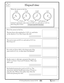 Elapsed Time Word Problems 3rd Grade Worksheets