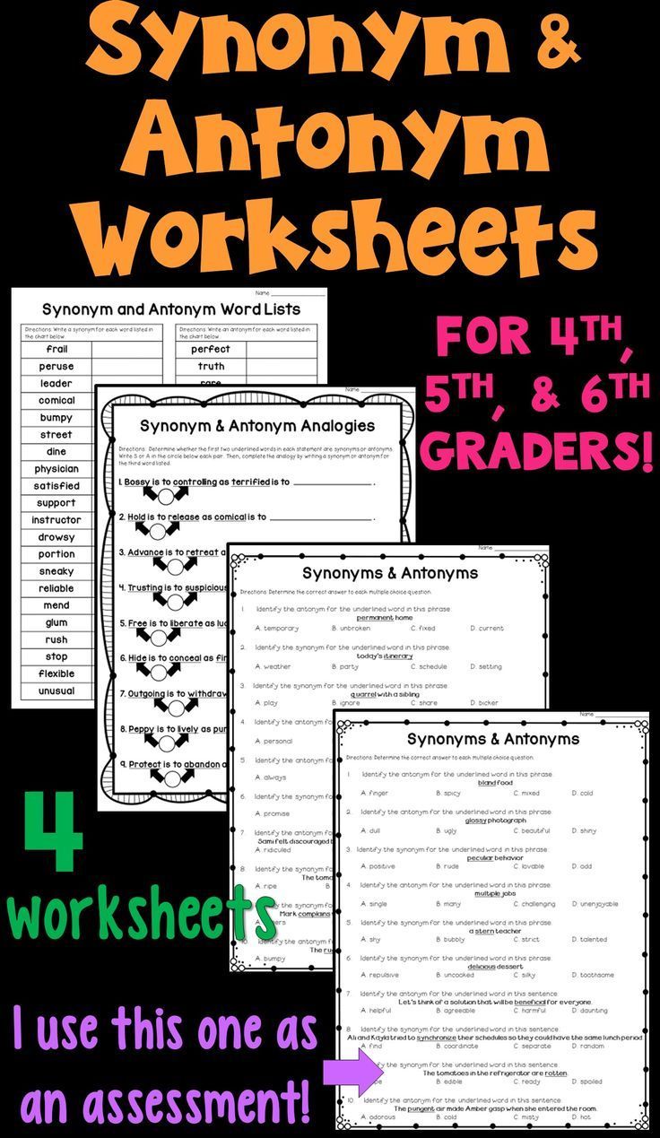Antonyms Worksheet For Grade 4 Pdf