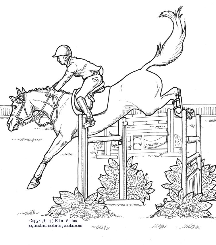 Horse Coloring Pages Jumping