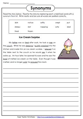 Synonyms And Antonyms Worksheets 5th Grade