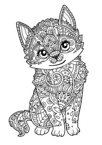 Cute kitten Cats Adult Coloring Pages