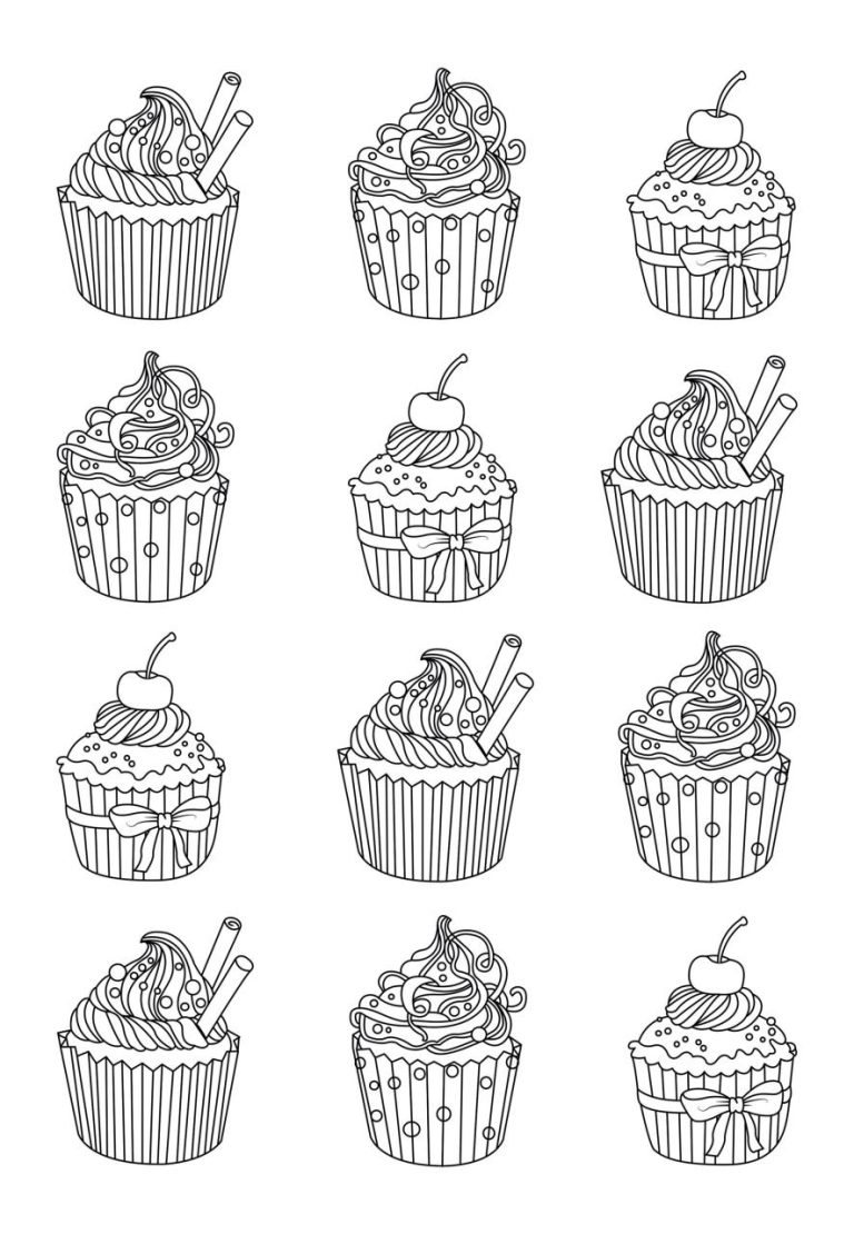 Cupcake Coloring Pages Easy