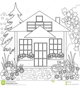 Coloring Page Book. Garden Floral Illustration Black And White Stock