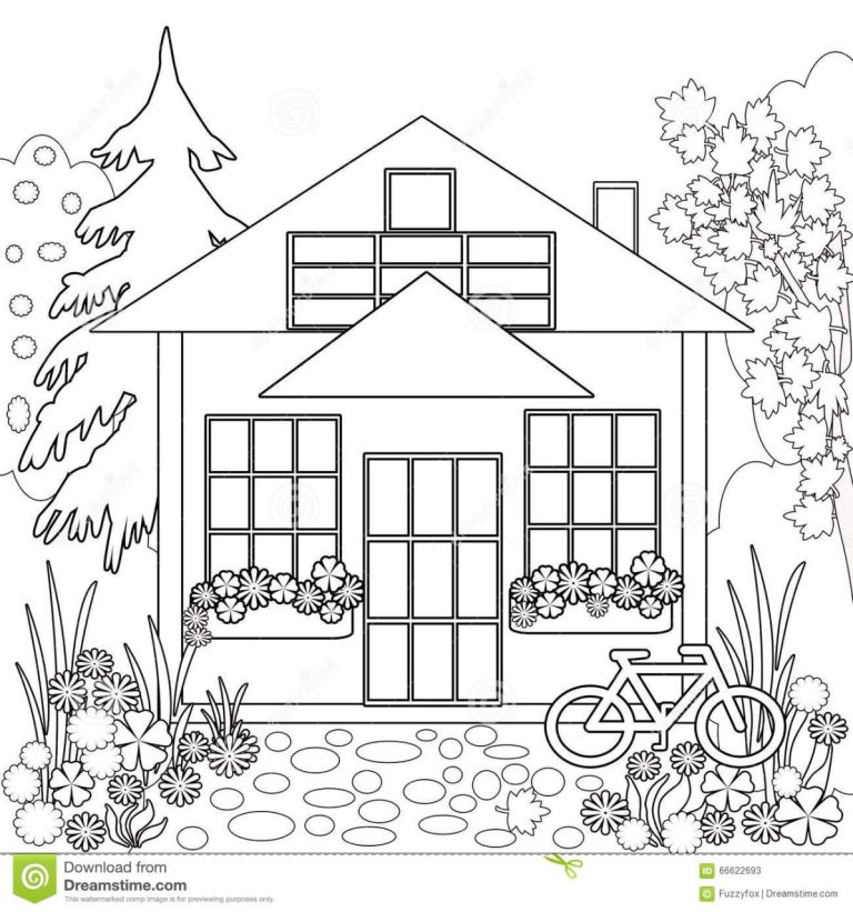Coloring Pages House With Garden