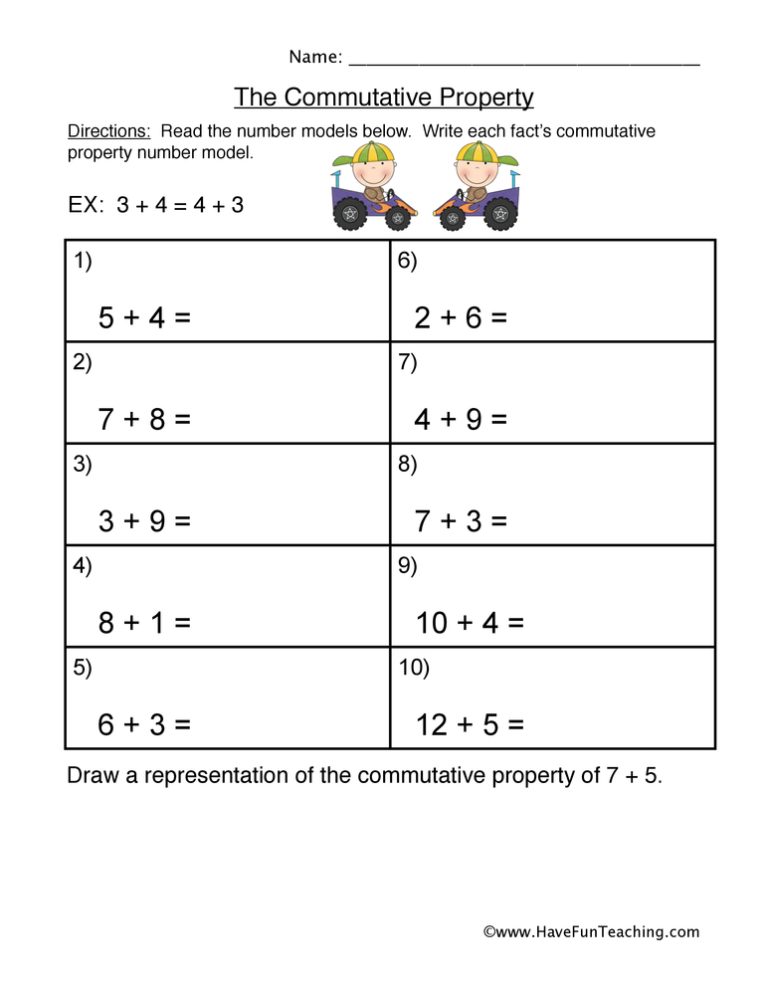 Commutative Property Of Multiplication Worksheets 3Rd Grade Pdf
