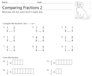Comparing Fractions 3rd Grade Worksheet Educational Resource