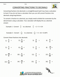 Decimals To Fractions Worksheet Ks2 Worksheets Free Download