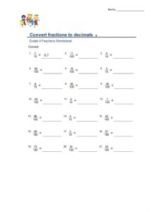 Converting Fractions To Decimals Worksheet Grade 4 Fraction