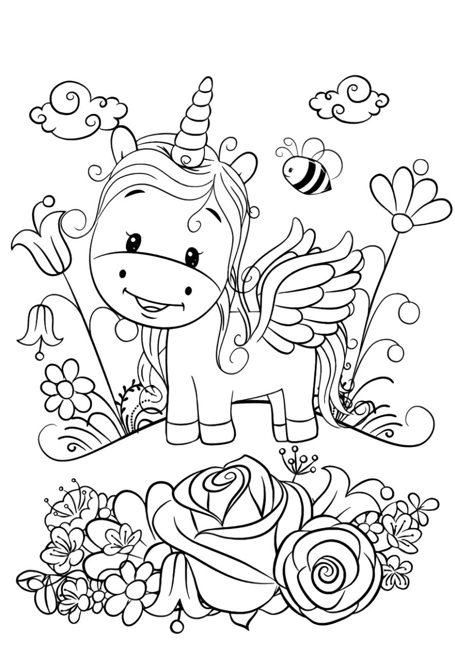 Kid Coloring Pages Unicorn