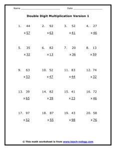 Double Digit Multiplication Multiplication worksheets, Math
