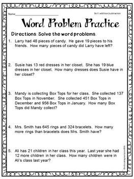 Addition Word Problems For 4th Graders