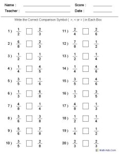 Comparing Fractions Worksheets by C Clissold Fractions worksheets