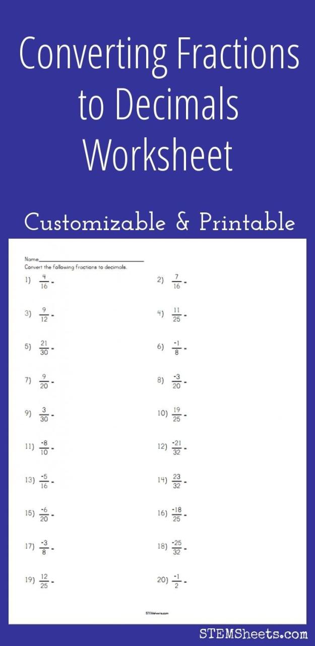 Converting Fractions To Decimals Worksheet With Answers Pdf