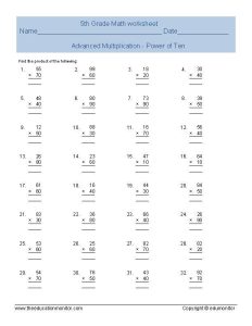 Free Printable Fifth Grade Math Worksheets for printable to Math