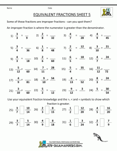 printable fraction worksheets equivalent fractions 5 Fractions