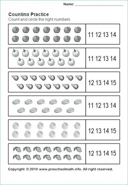 Number Counting Worksheets 1-20