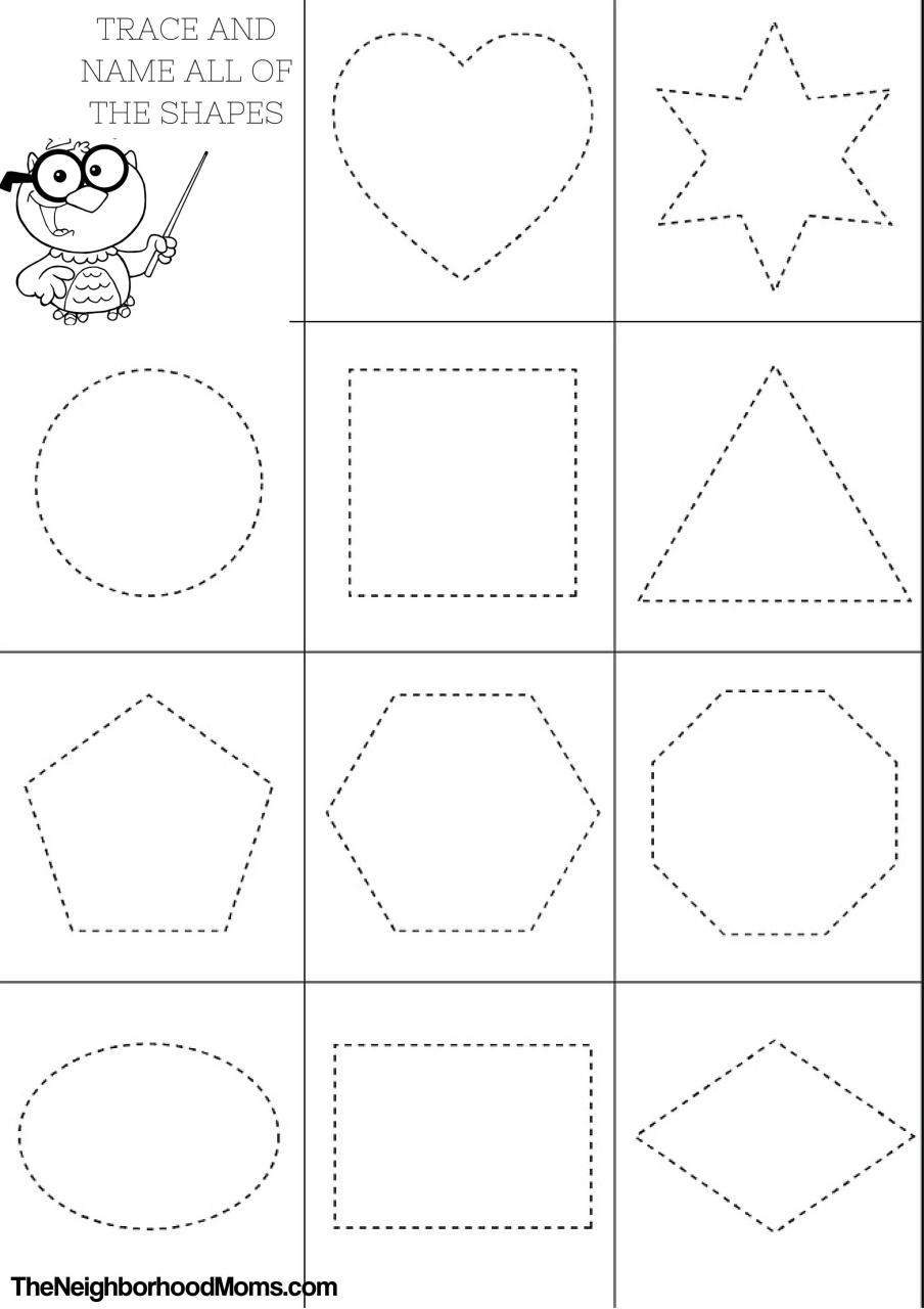 Preschool Worksheet Coloring Tracing Shapes
